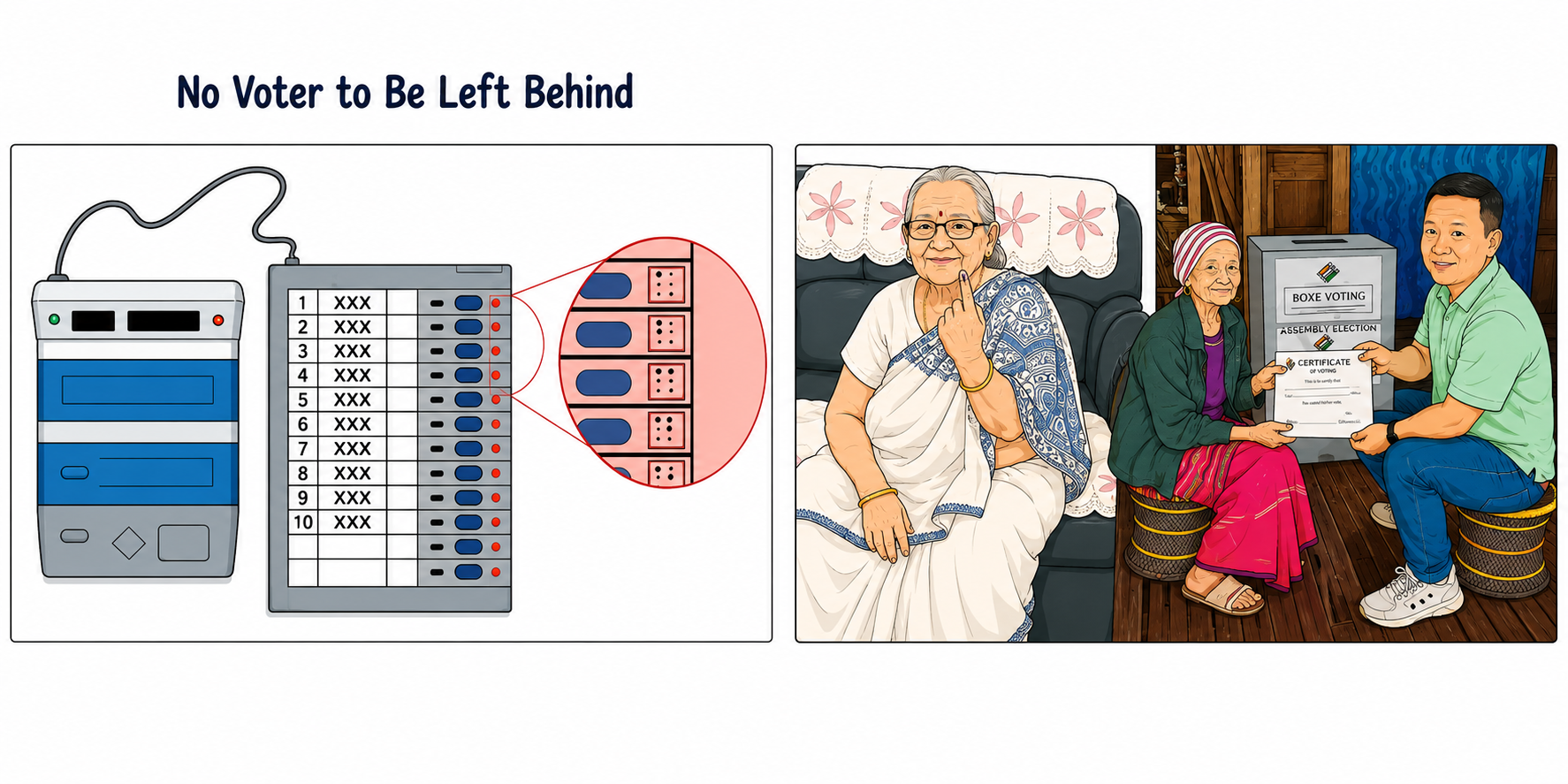 EVM with Braille & Voting from home for senior citizens
